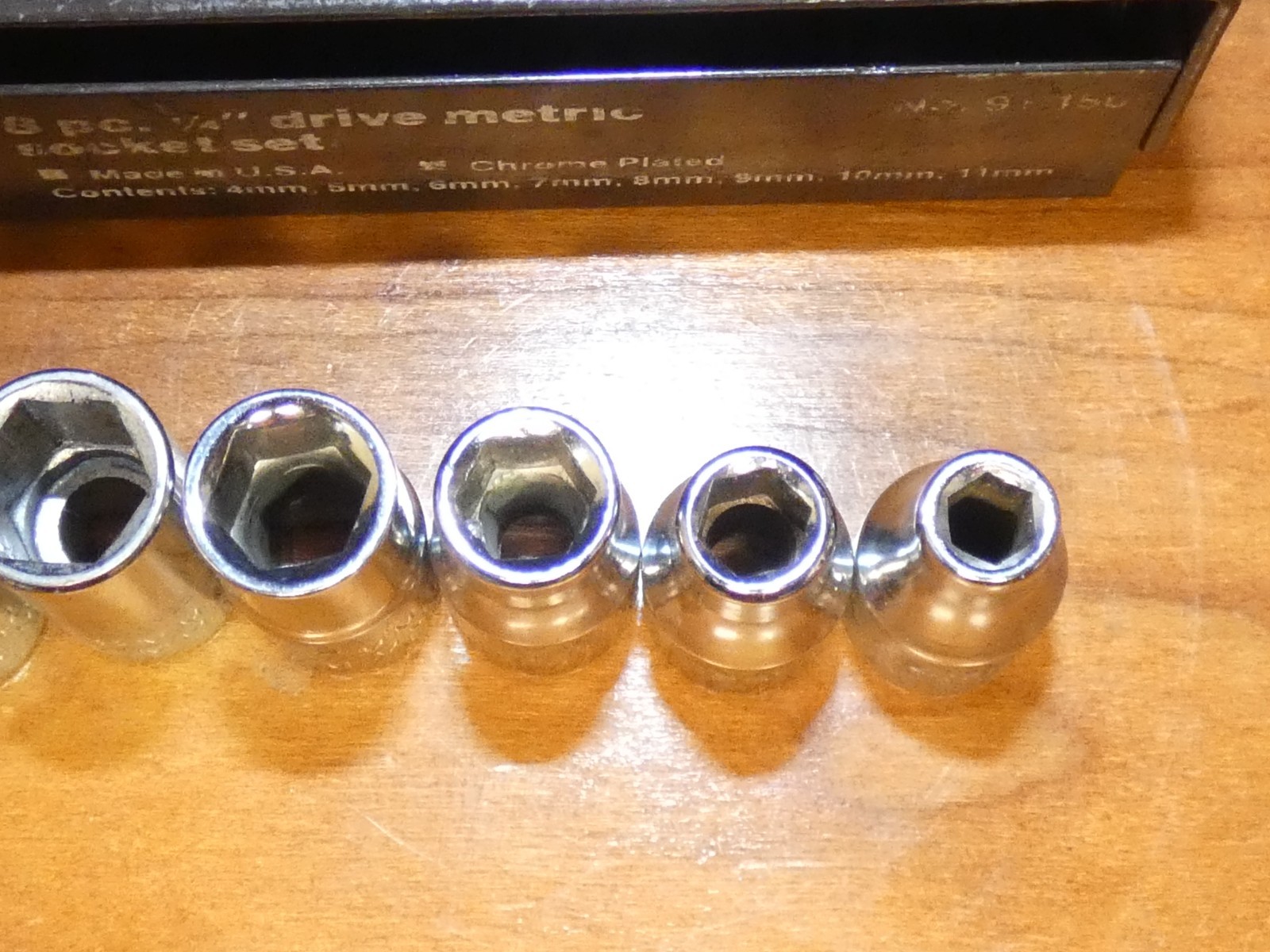 Vintage Easco 8 pc 1/4” Drive Metric Socket Set 91 150 4mm-11mm #BP