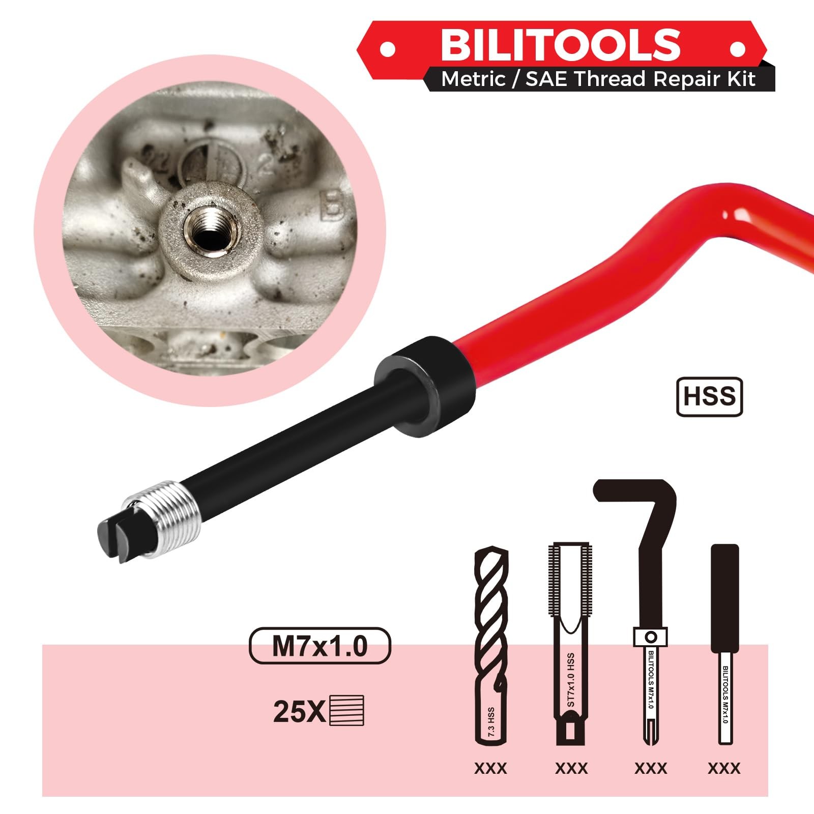 M7x1.0 Helicoil Thread Repair Kit Metric HSS Drill Heli Coil Rethread Tools