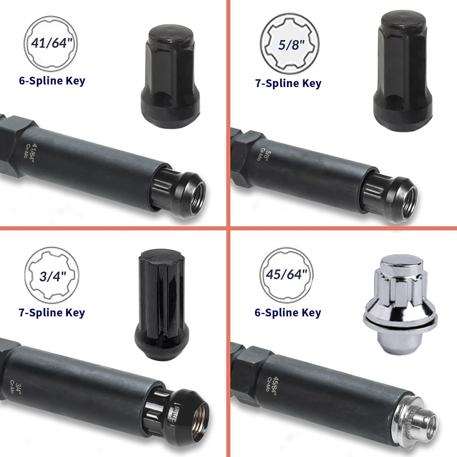 6&7 Spline Lug Nut Master Key Set – Universal Locking Removal Tool for Wheels