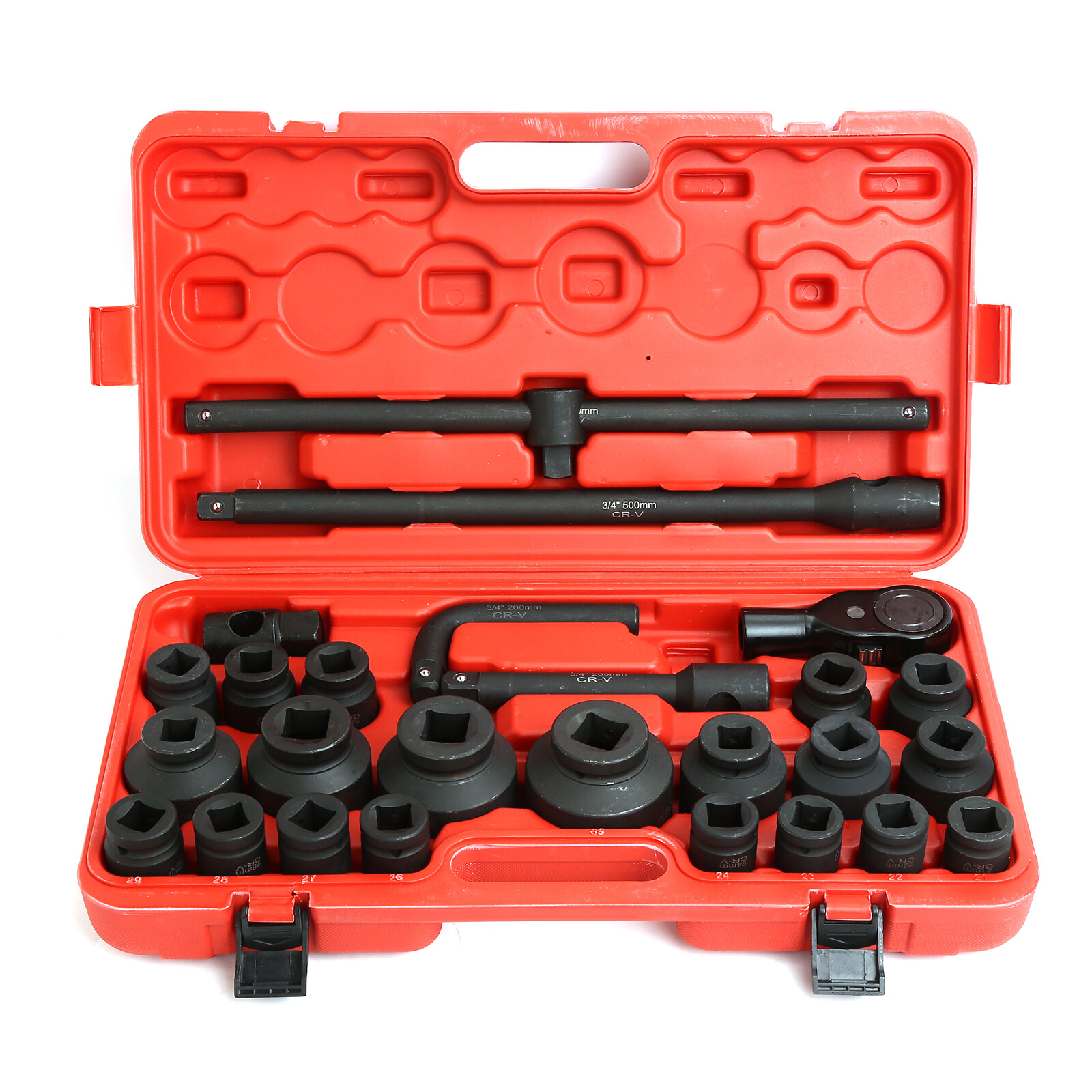 3/4″ Dr Impact Socket Sets, Shallow Socket Tool Assortment Metric 21-65mm 27pcs