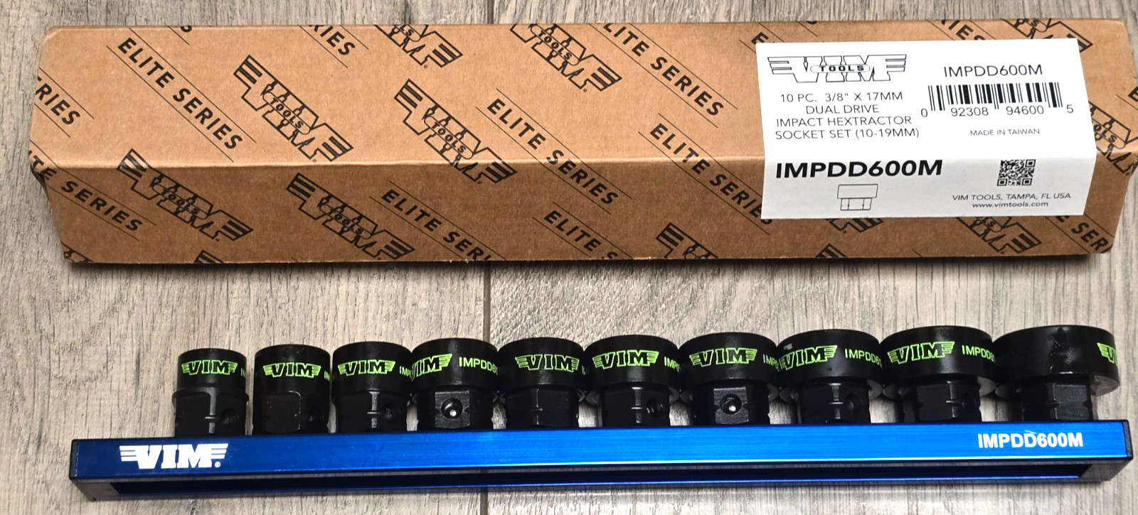 VIM Tools IMPDD600M, 10pc 3/8″dr / 17MM Dual Drive Impact / Extractor Socket Set