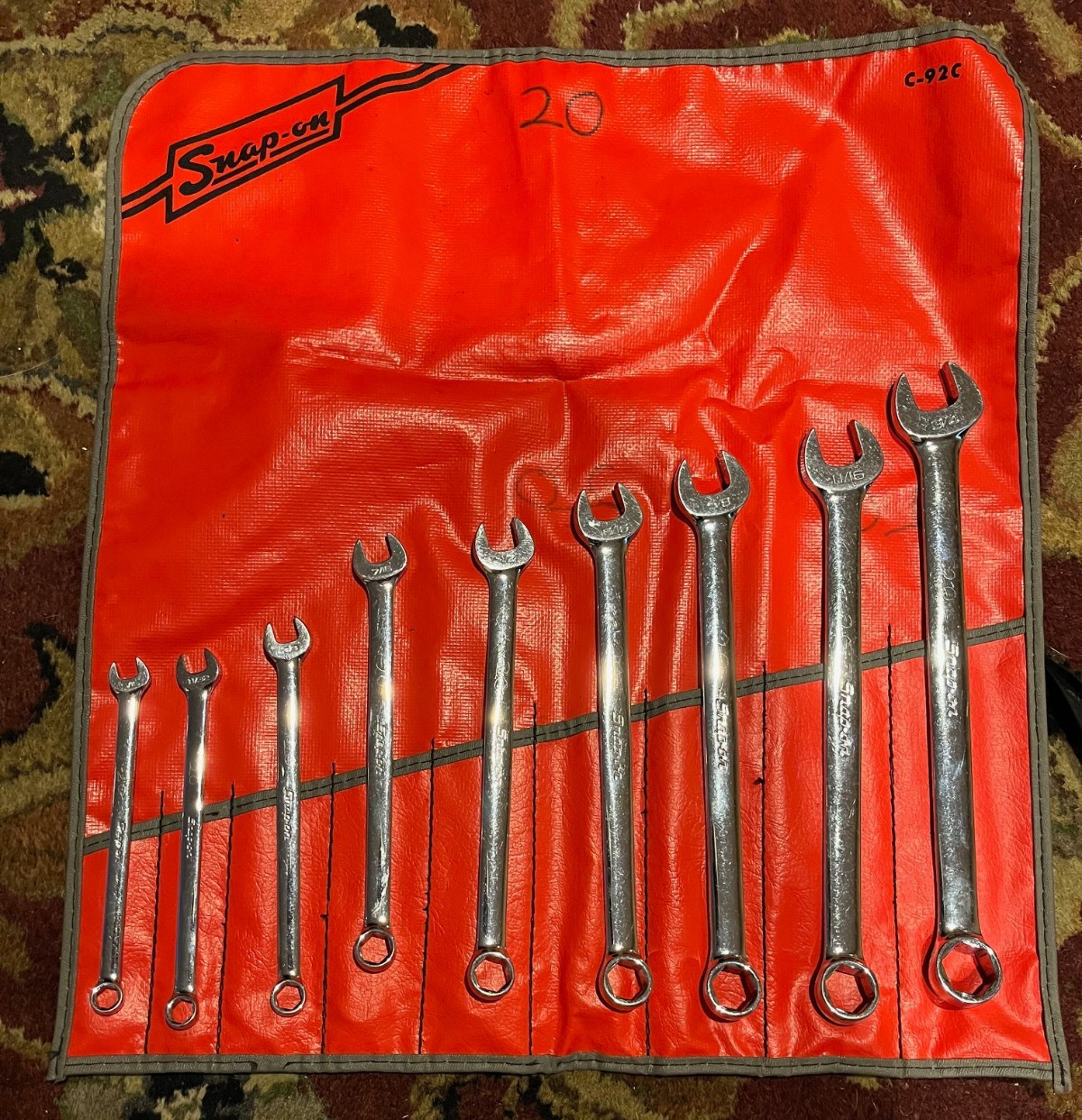 Vintage Snap-on OSH709A 6 Point Combination Wrench Set 9-Piece 5/16″-3/4″