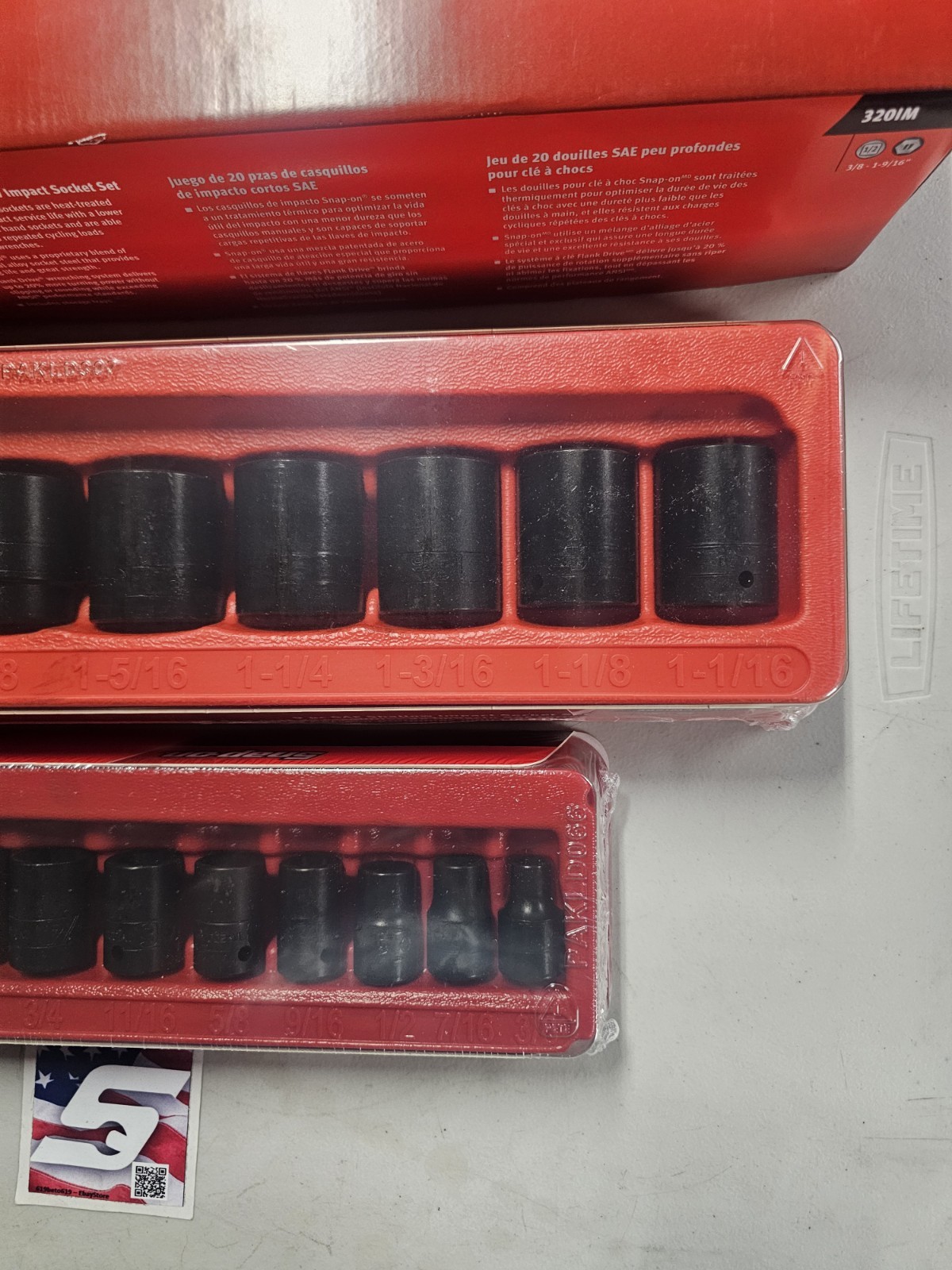 NEW Snap-on™ 320IM 20-pc 1/2″ Drive 6-pt SAE Flank Drive Shallow Impact Set