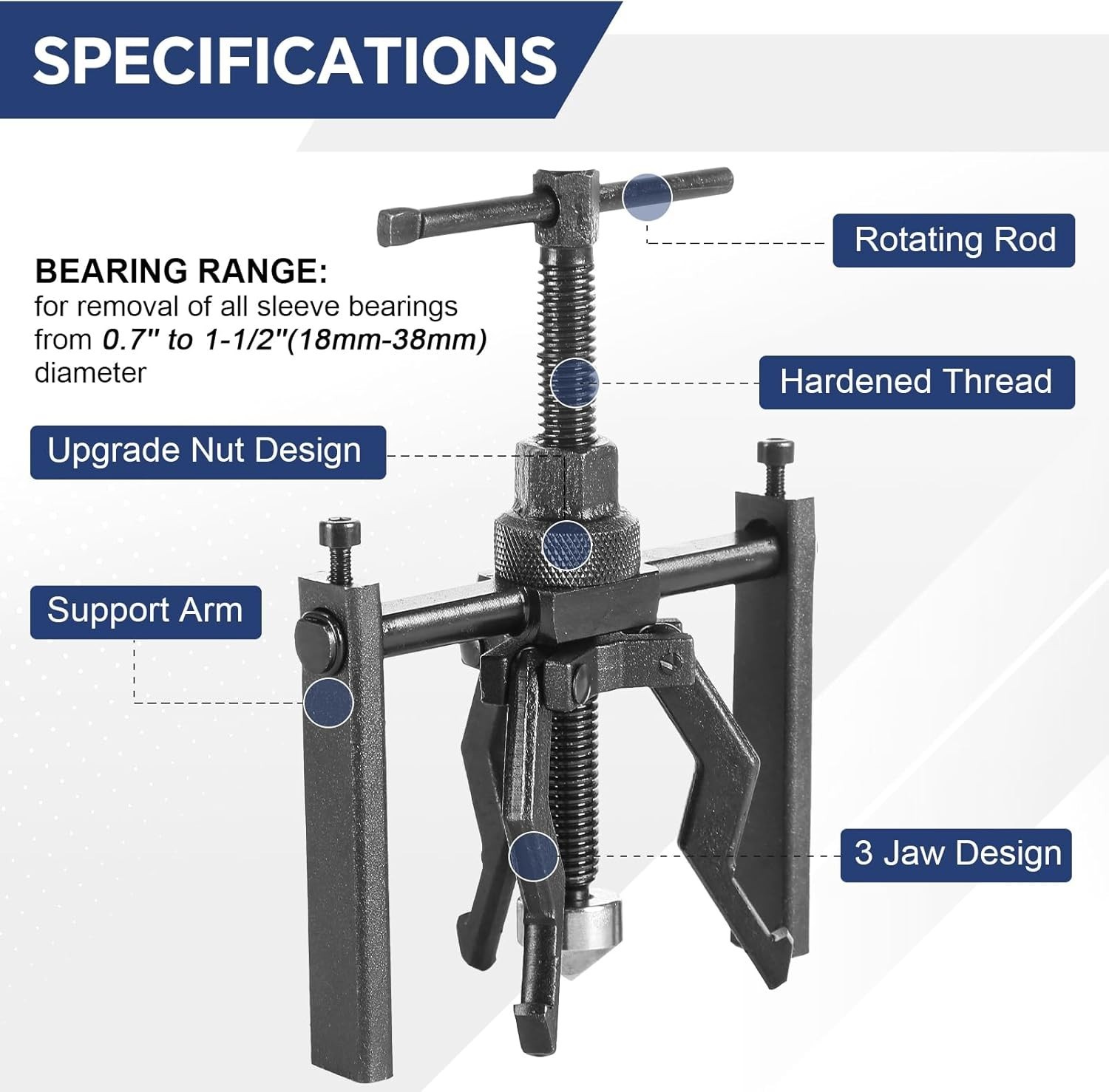 Corrosion-Resistant 3 Jaw Bearing Puller Set – Ideal for Multiple Applications