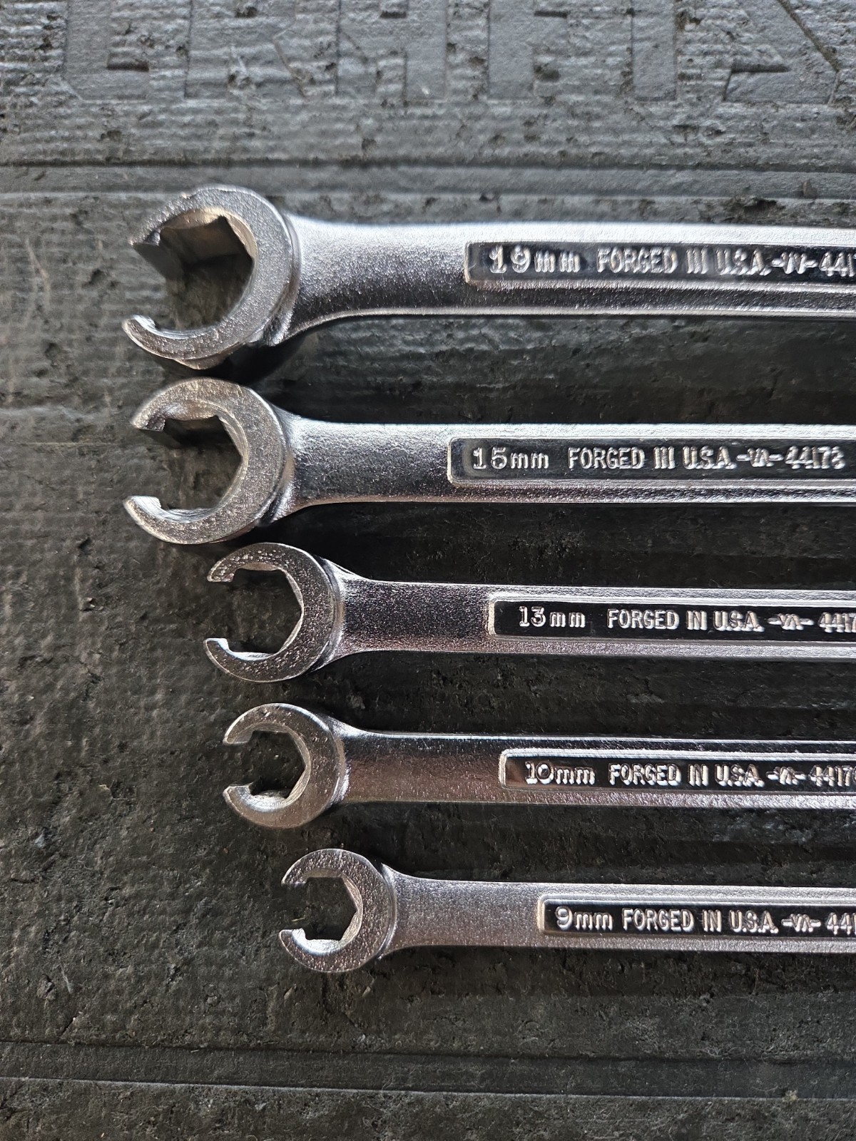 Sears Craftsman USA 5Pc METRIC Flare Nut Line Wrench Set -VA 9-17, 19, 21mm