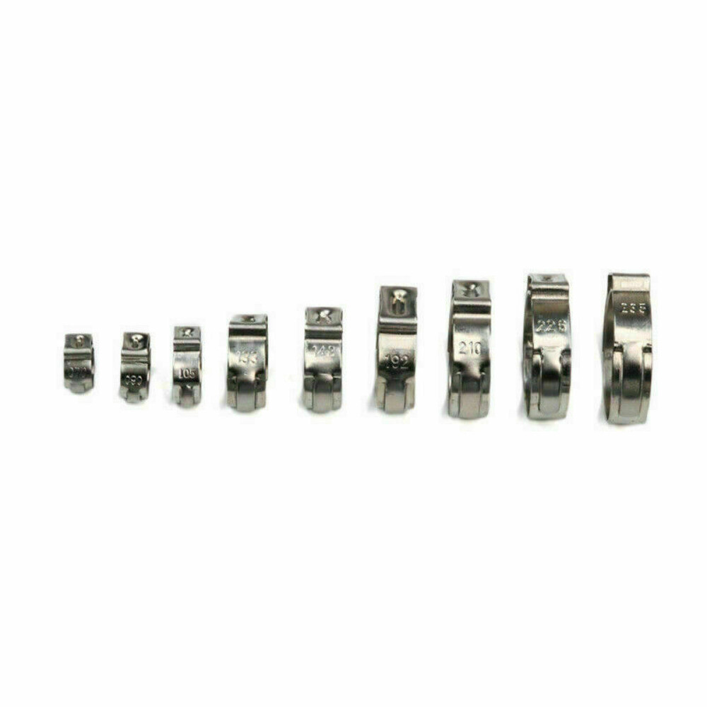 100/130X Hose Clamp Assorted Stainless Steel Ear Cinch Rings Crimp Pipe Clip Set