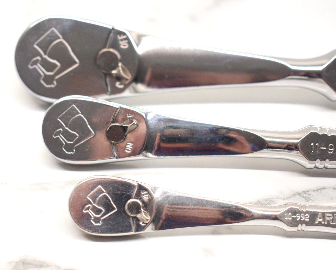 Armstrong Tools USA 3pc Full Polish Chrome Ratchet Set, 1/4, 3/8, 1/2″ Drive