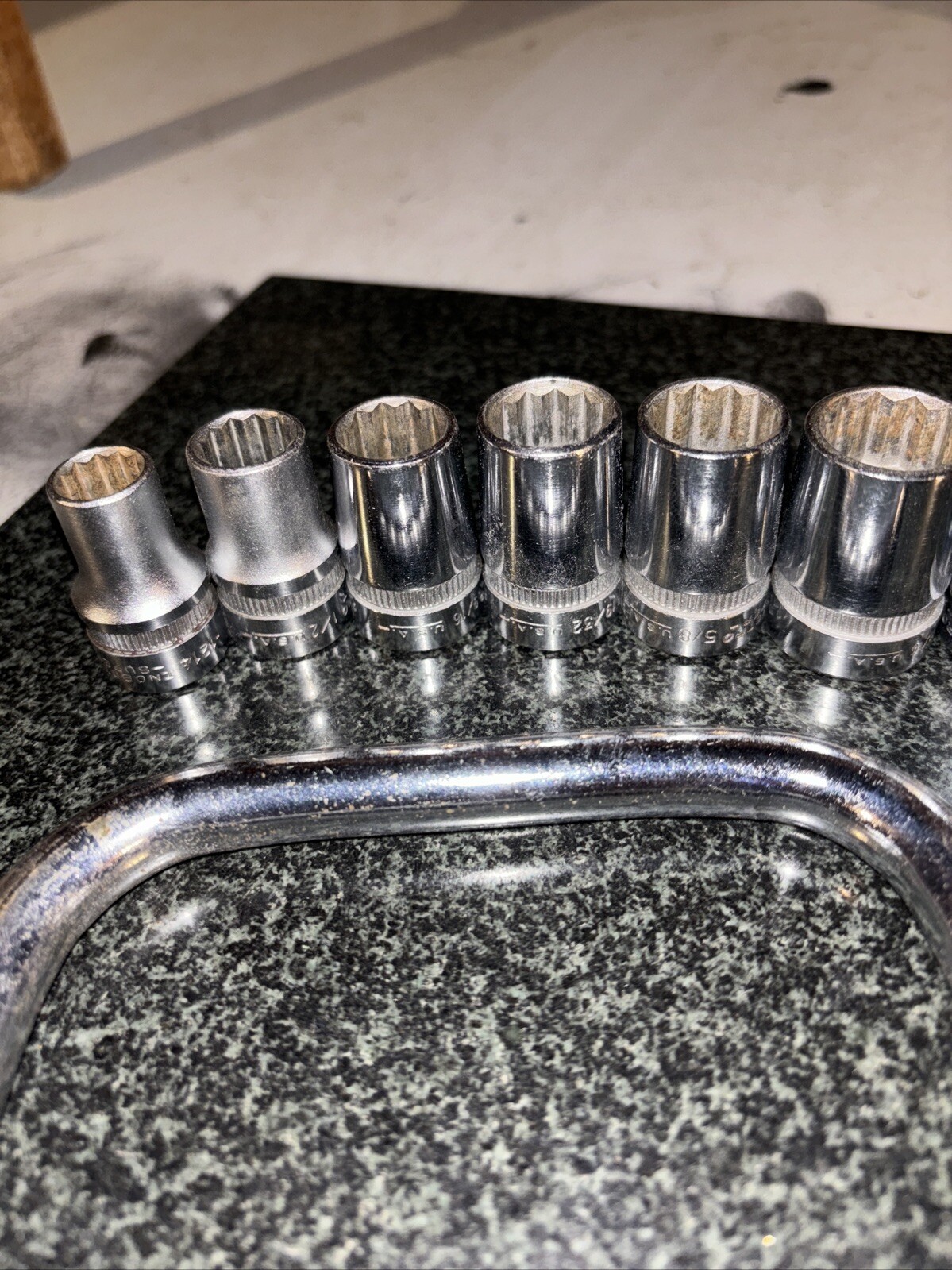 14 Piece Indestro Super 1/2” Drive Socket Set USA 7/16” To 1-1/8” Mint