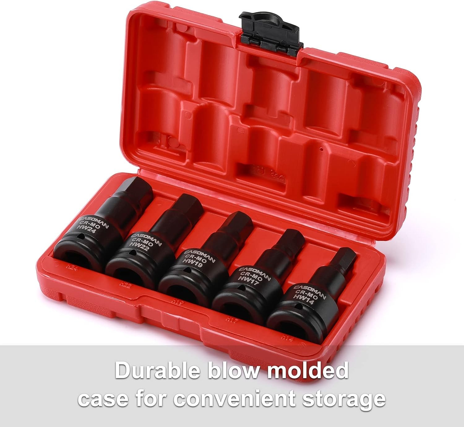 3/4 Inch Drive Impact Hex Driver Set 5pcs Metric 14mm,17mm,19mm,22mm,24mm,CR-MO