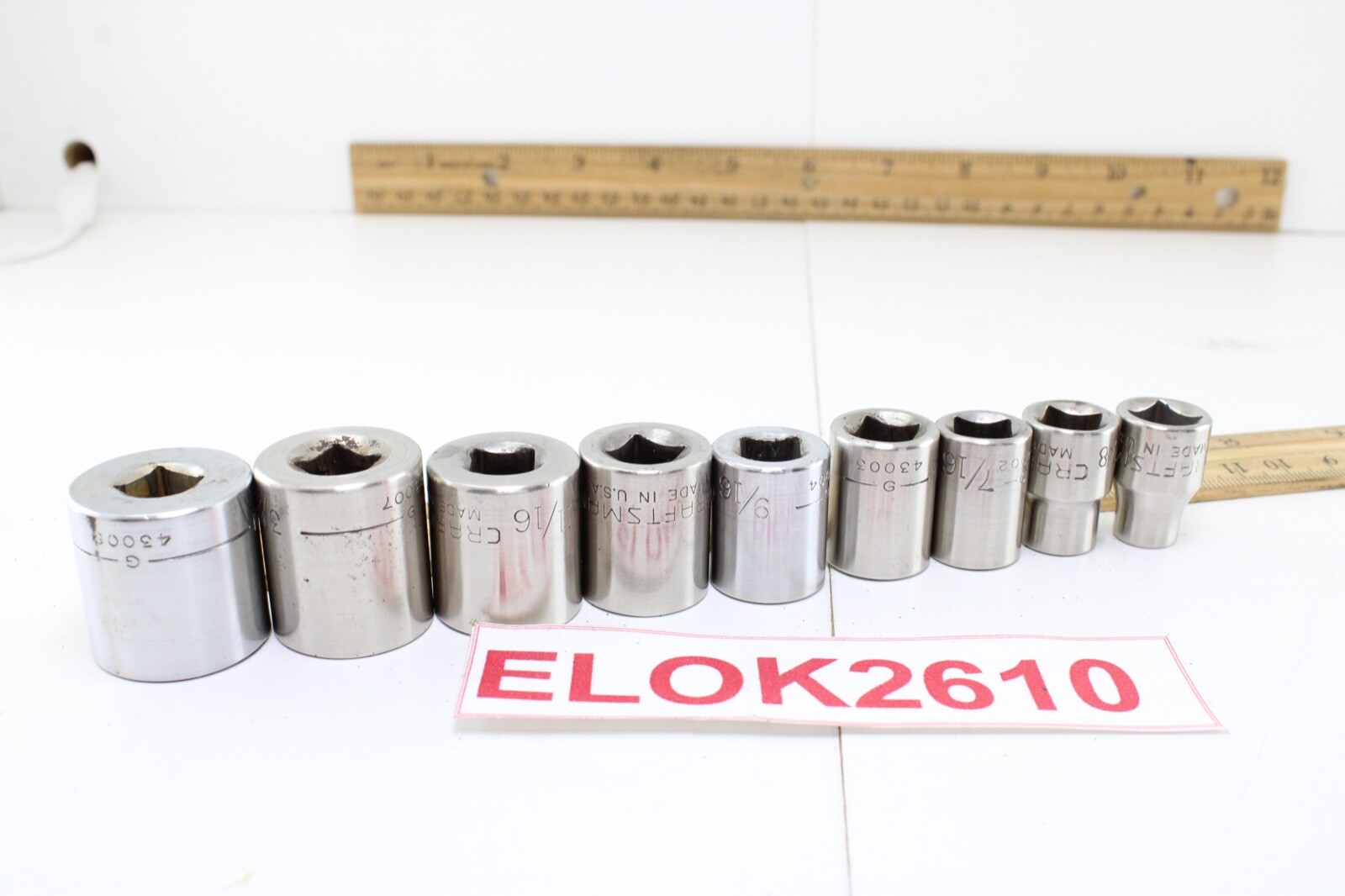 Craftsman G430 Series 5/16″-13/16″3/8” Drive 6 Point 9 Piece SAE Socket Set USA