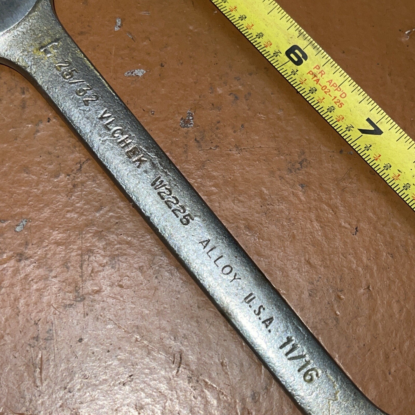 Vintage Vlchek USA W2225 11/16 In x 25/32 In SAE Open End Wrench