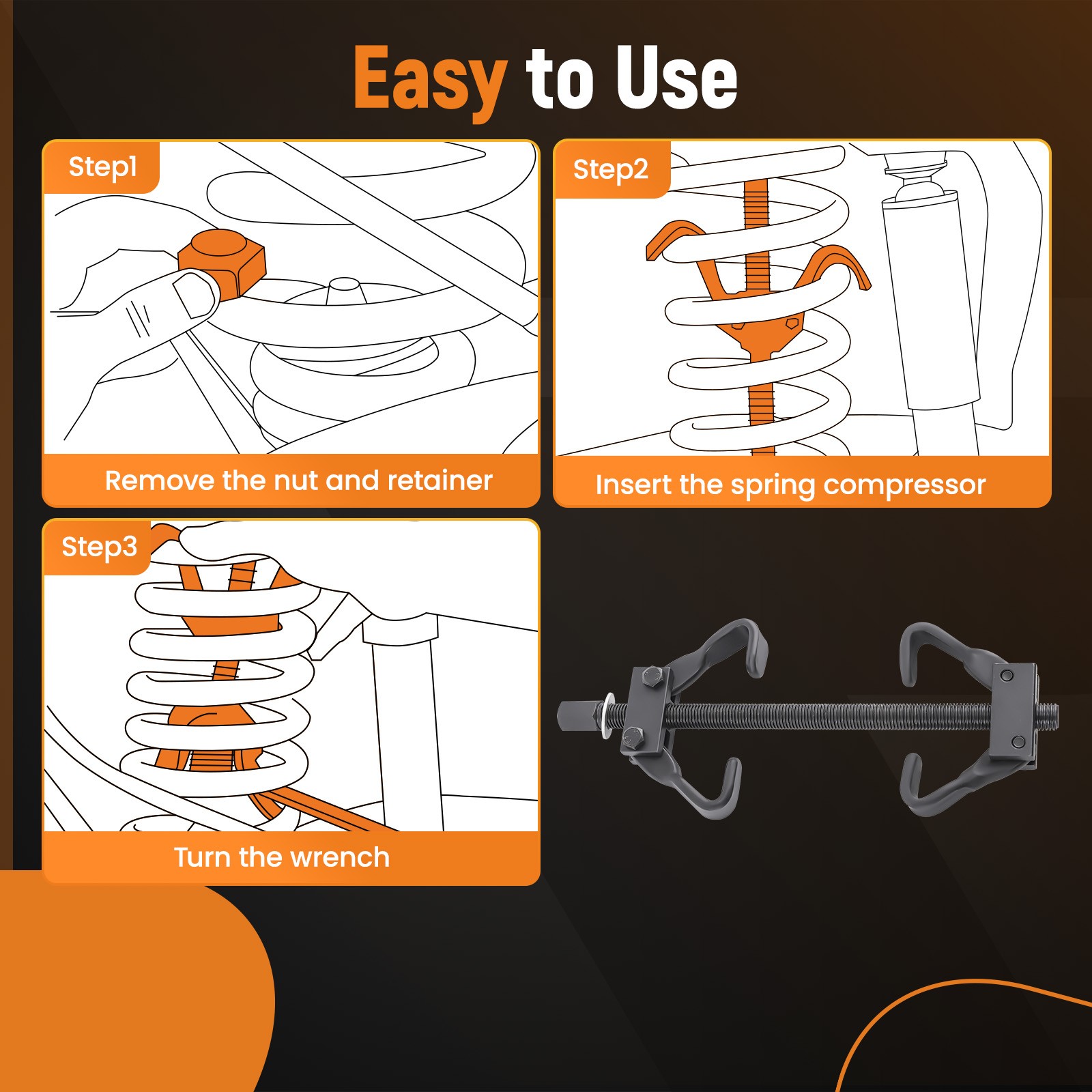 Coil Spring Compressor Internal Coil Strut Remover Installer Suspension Tool Kit
