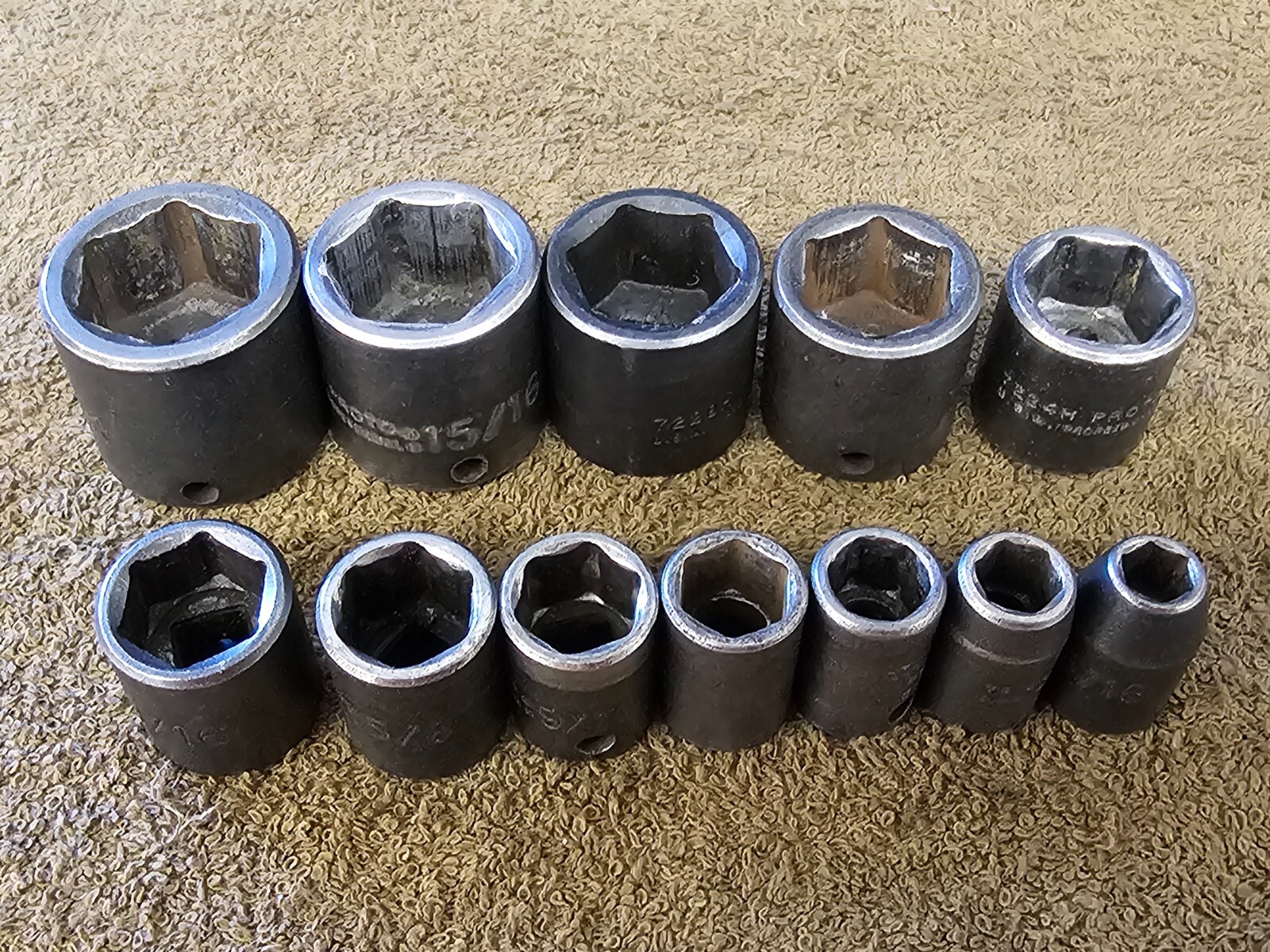12 Proto Professional Impact Socket Set 3/8″ Drive Sae 1″ 7/8 3/4 5/8 1/2 5/16