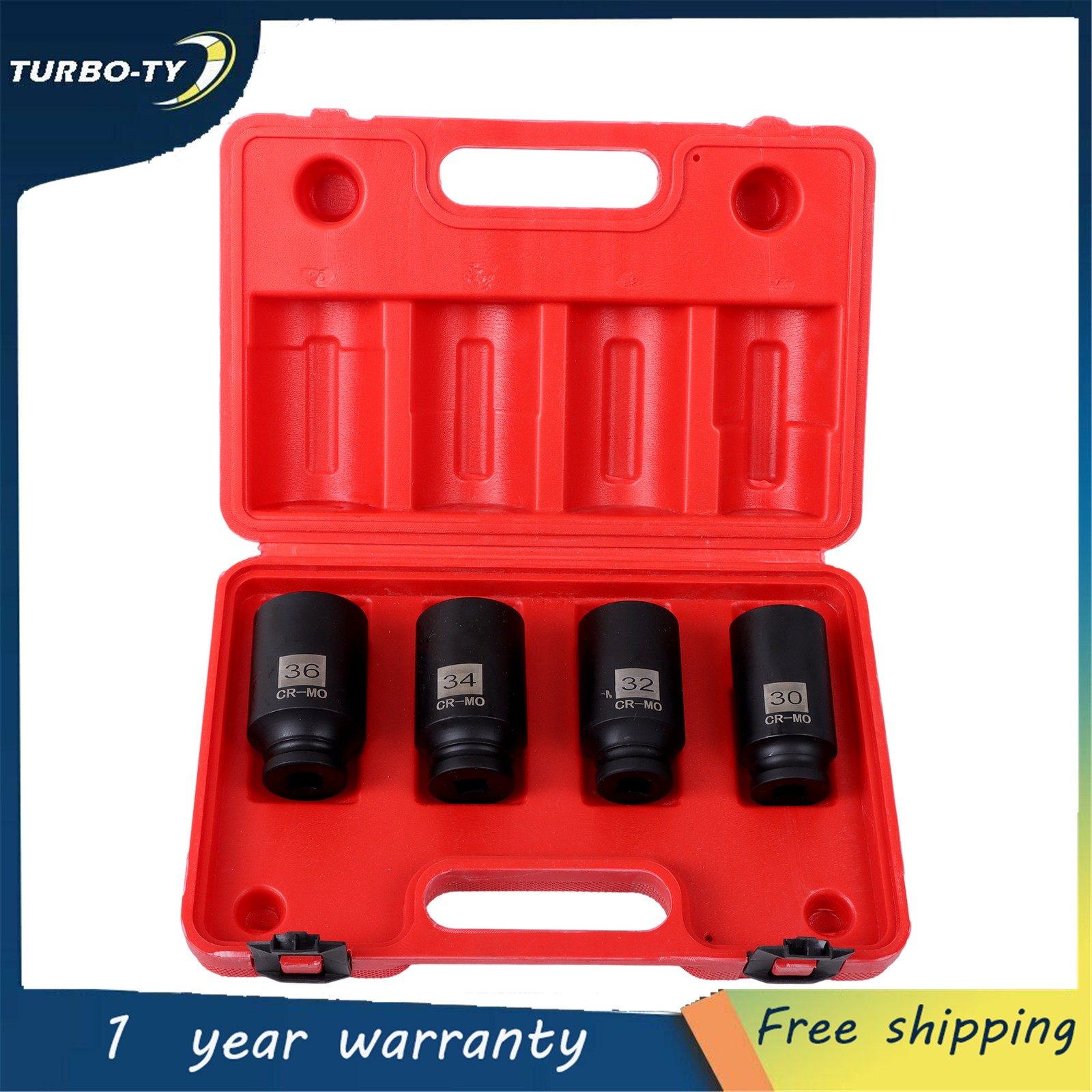 NEW 4pcs 1/2 Drive Deep Spindle Axle Nut Socket Set 30mm 32mm 34mm 36mm 12Point