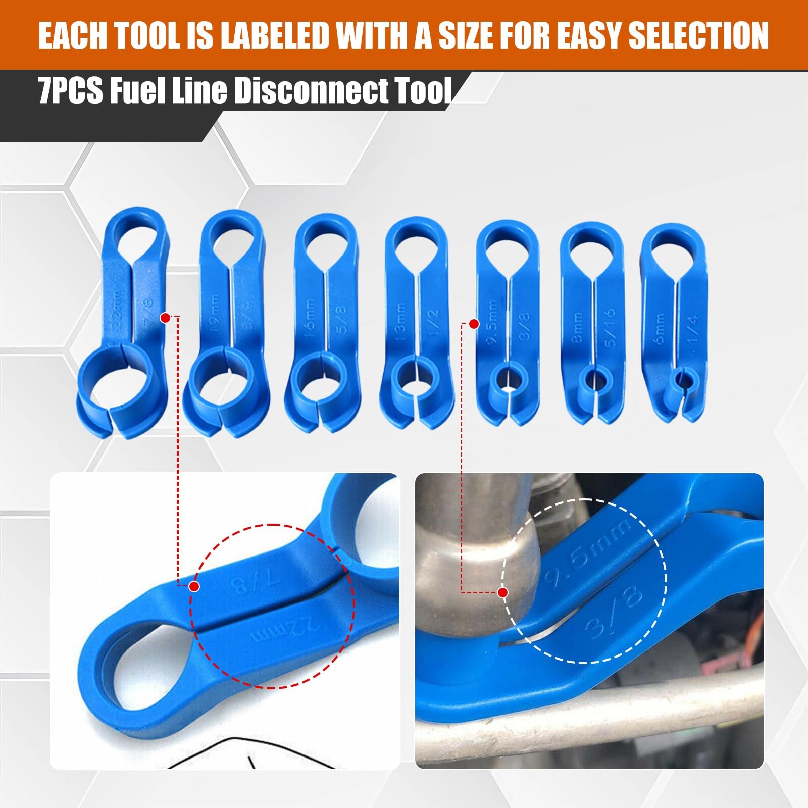 7PCS Fuel Line Disconnect Tool Set 1/4 5/16 3/8 1/2 5/8 3/4 7/8 Inch Fuel Fi…