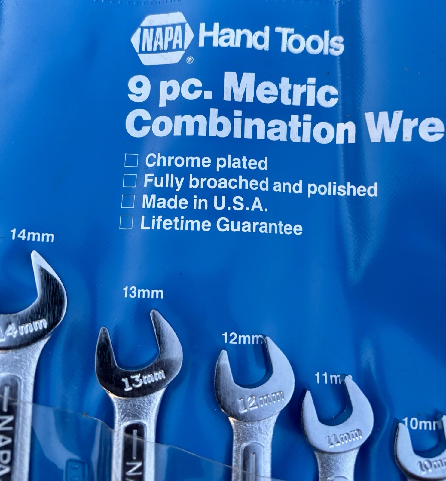 9 Pc Napa #1204M Wrench Set Broached and Polished Made In USA