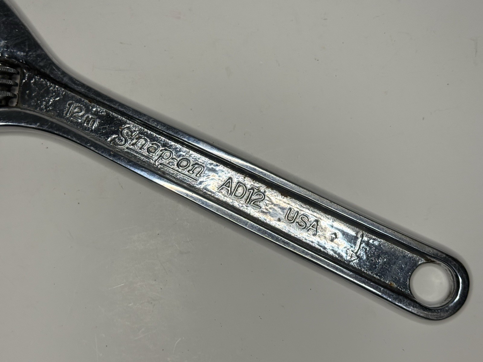 Snap-on Tools USA AD12 12’ Long Chrome Full Polished Adjustable Wrench Vintage