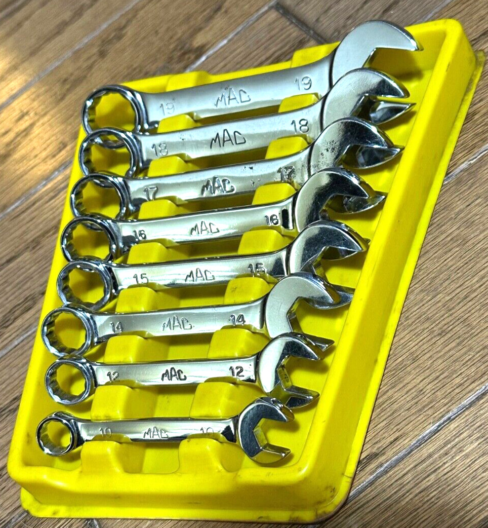 🇺🇸 MAC Tools USA 10-19mm Wrench Set Metric Combo Lot Short Stubby Yellow Tray