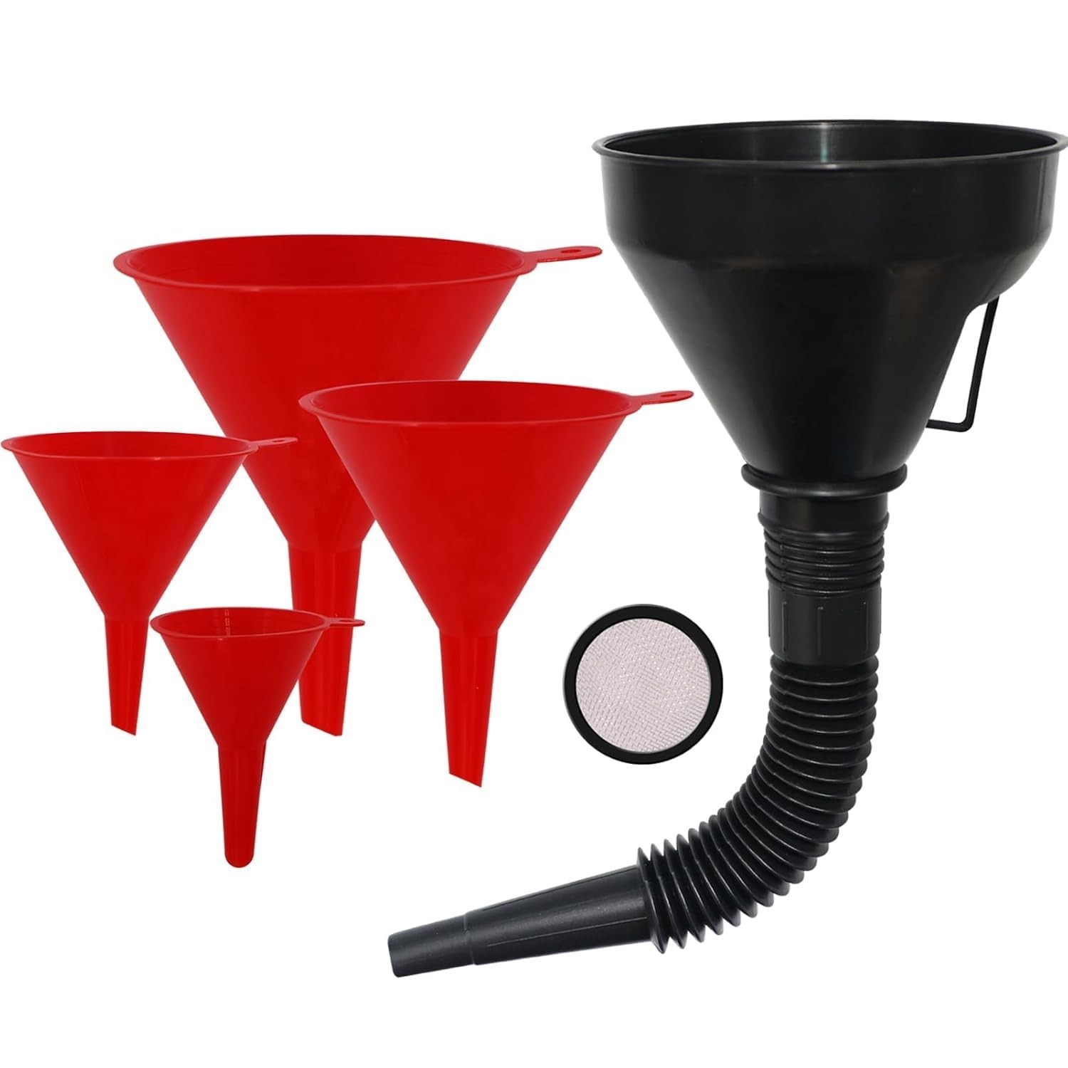 5PC Automotive Oil Funnel Set Flexible Fuel Transfer Funnel With Hose Gas Tool