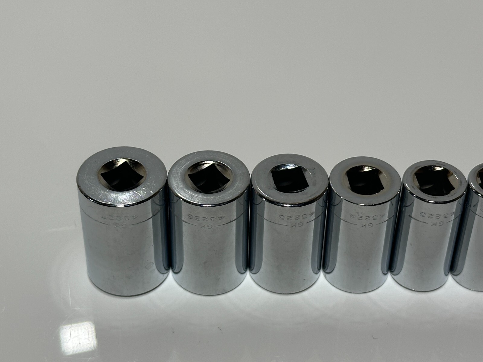 Craftsman USA NOS, RARE GK 8pc SAE Mid-Length Semi-Deep Socket Set – 3/8″ Drive