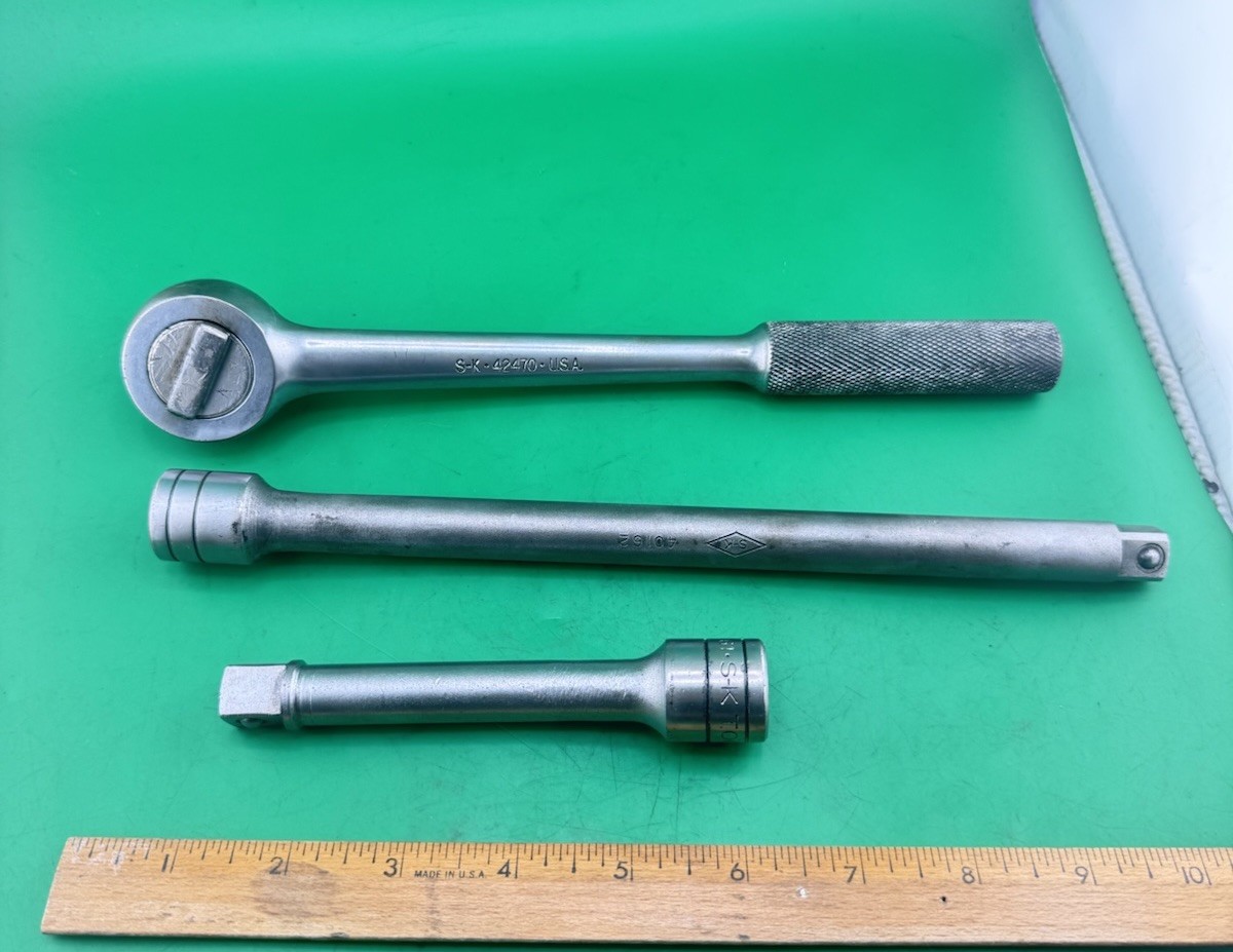 Lot Of 3 SK Tools (1) 42470 1/2” Ratchet (1) 40162 10” & (1) 40161 5” Extension