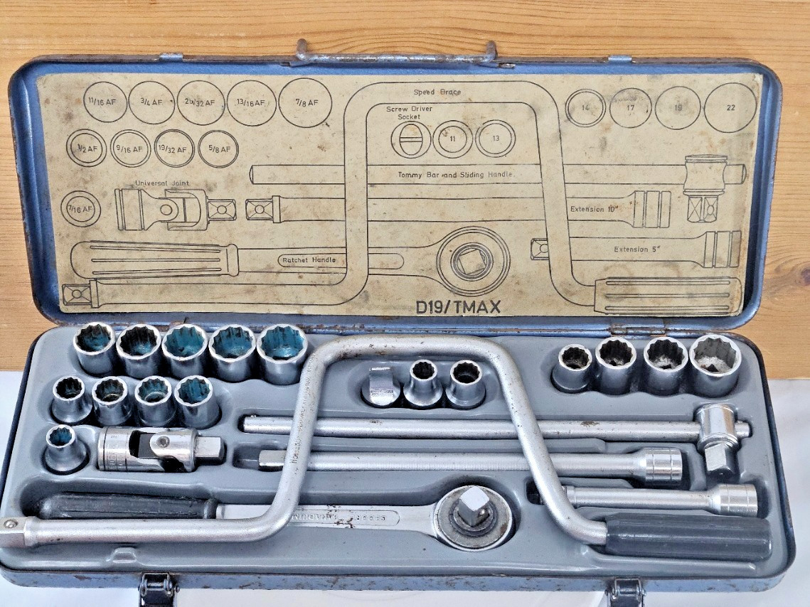 Vintage Gedore D19 TMAX Metric Imperial AF 1/2 Drive Complete Socket Set Germany