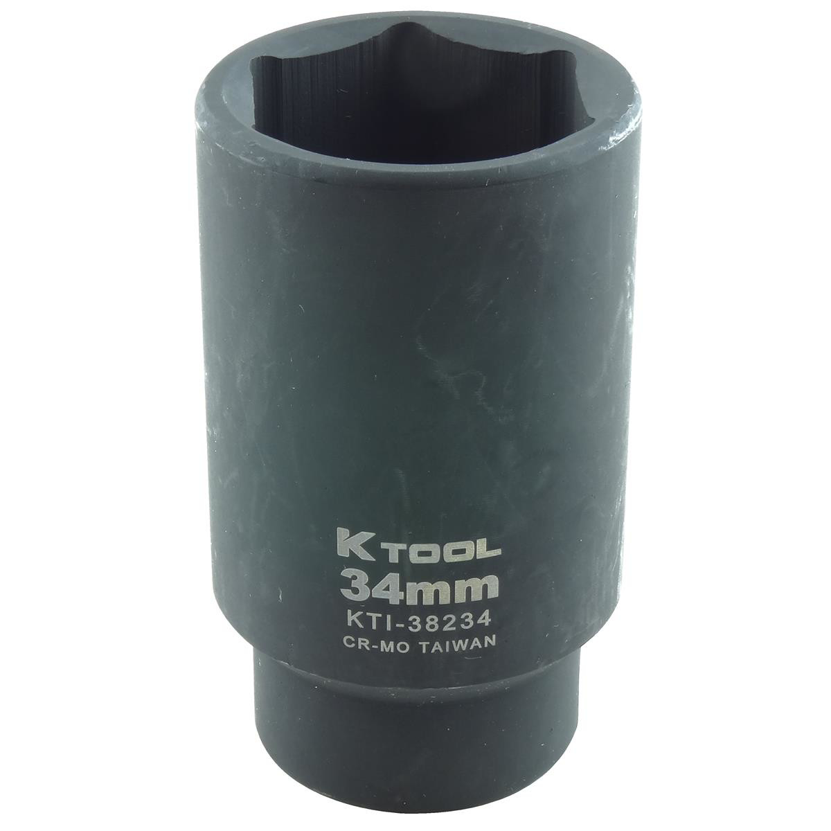 K-Tool 38234 34mm x 1/2″ Drive 6pt Metric Deep Chrome-moly Impact Socket