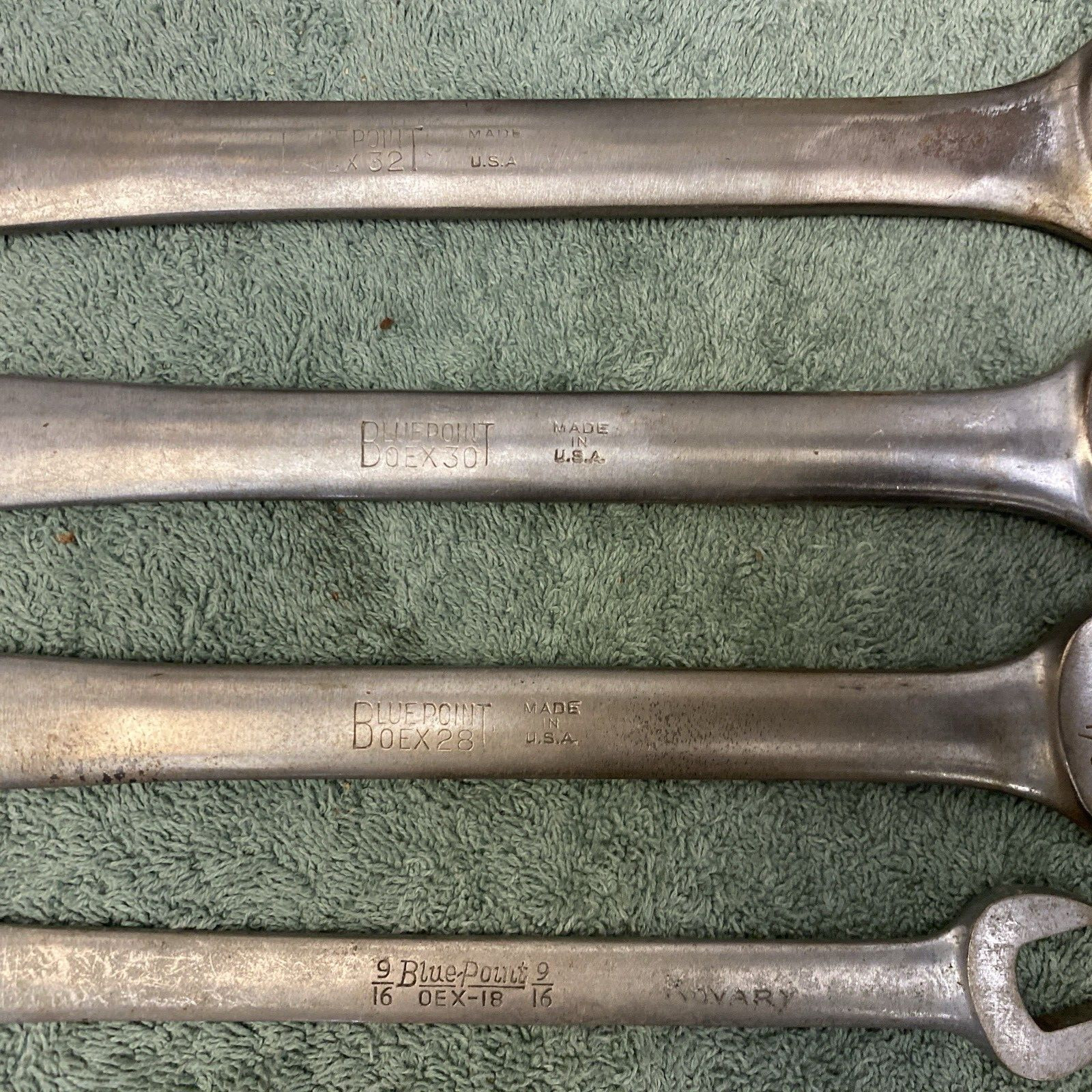 Vintage Blue Point Combination Wrench Set Of 4, 12-Point 9/16” To 1” USA