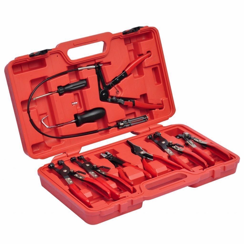 9pc Long Gripper Cable Hose Clamp Pliers Remover Auto Tool Kit Flexible Wire