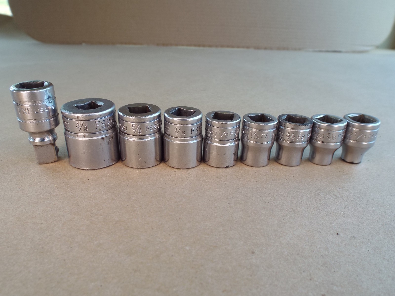 VTG Snap-on 8 Pc Socket & 1 Ext Lot 3/8 Dr 6 Point USA Made (Please Read)