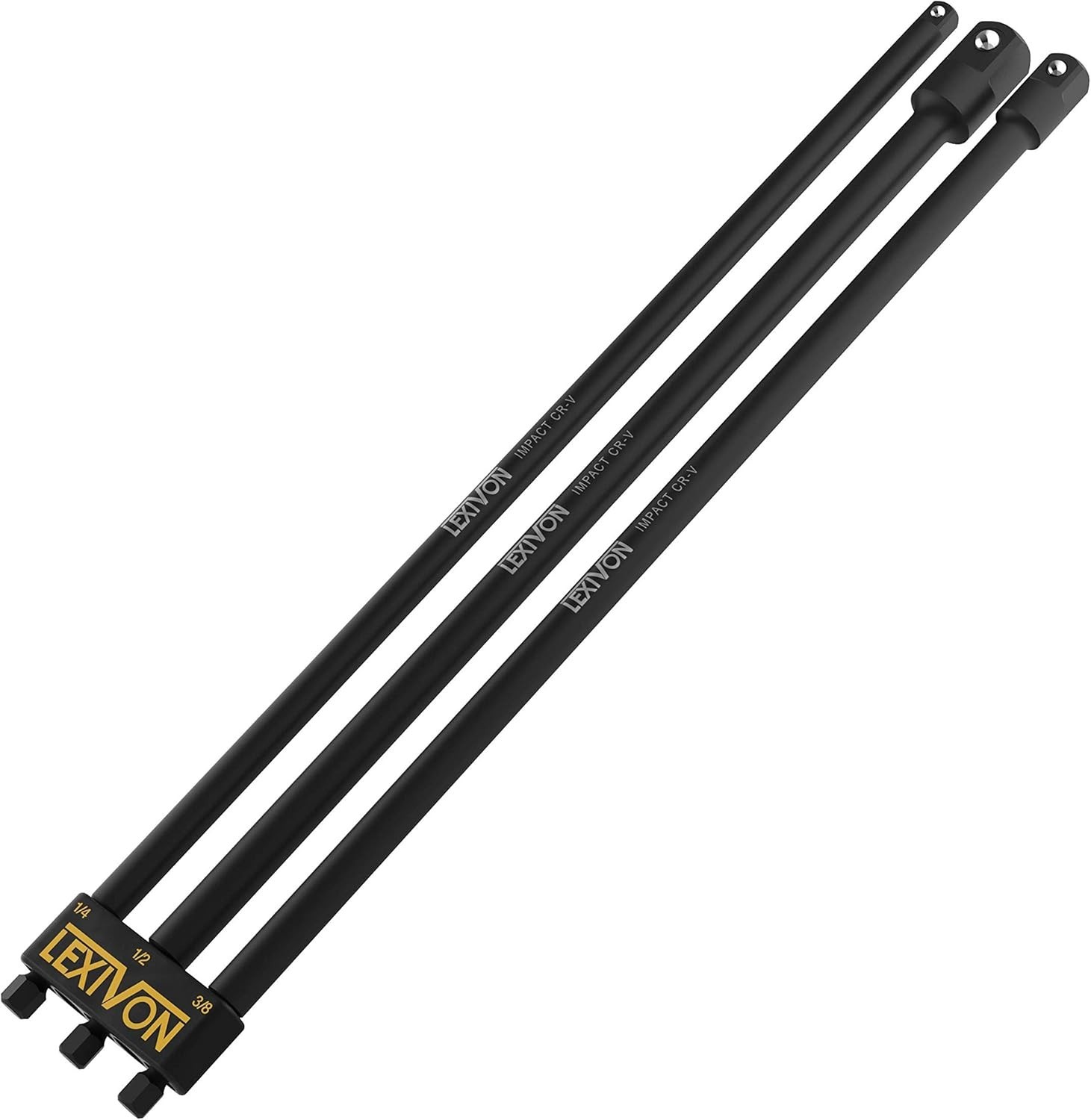 Impact Grade Socket Adapter Set 12 Inch Extension Bit 3-Piece 1/4 3/8 1/2 Drive