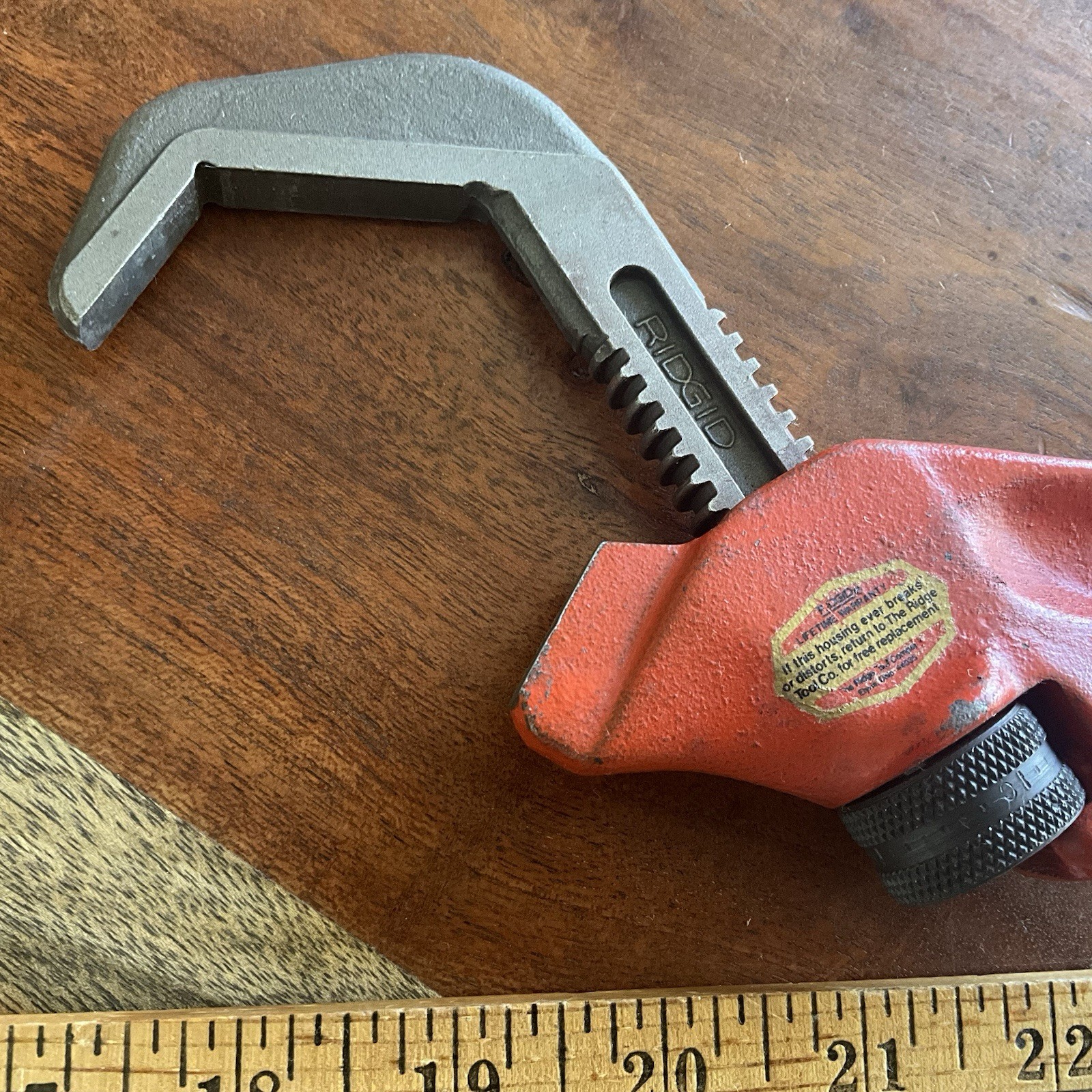 Ridgid Model E-110 Offset Hex Smooth Jaw Pipe Wrench, Red, Made in USA