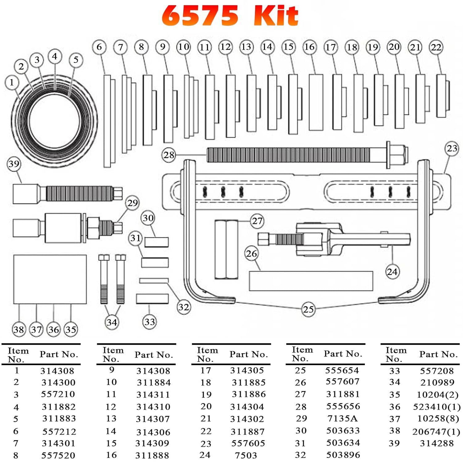 6575 Universal Hub Grappler Kit Fit Vehicle Wheel Hub & Bearing Remove & Install