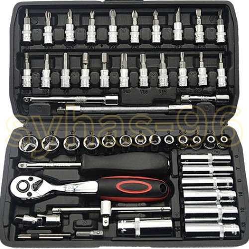 Socket Wrench Set 53 Pcs 1/4 Inch Ratcheting and Extension Bar Gimbal Slide