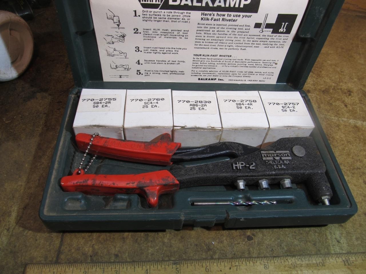 NAPA 770-2705 Rivet Tool Set Marson HP2