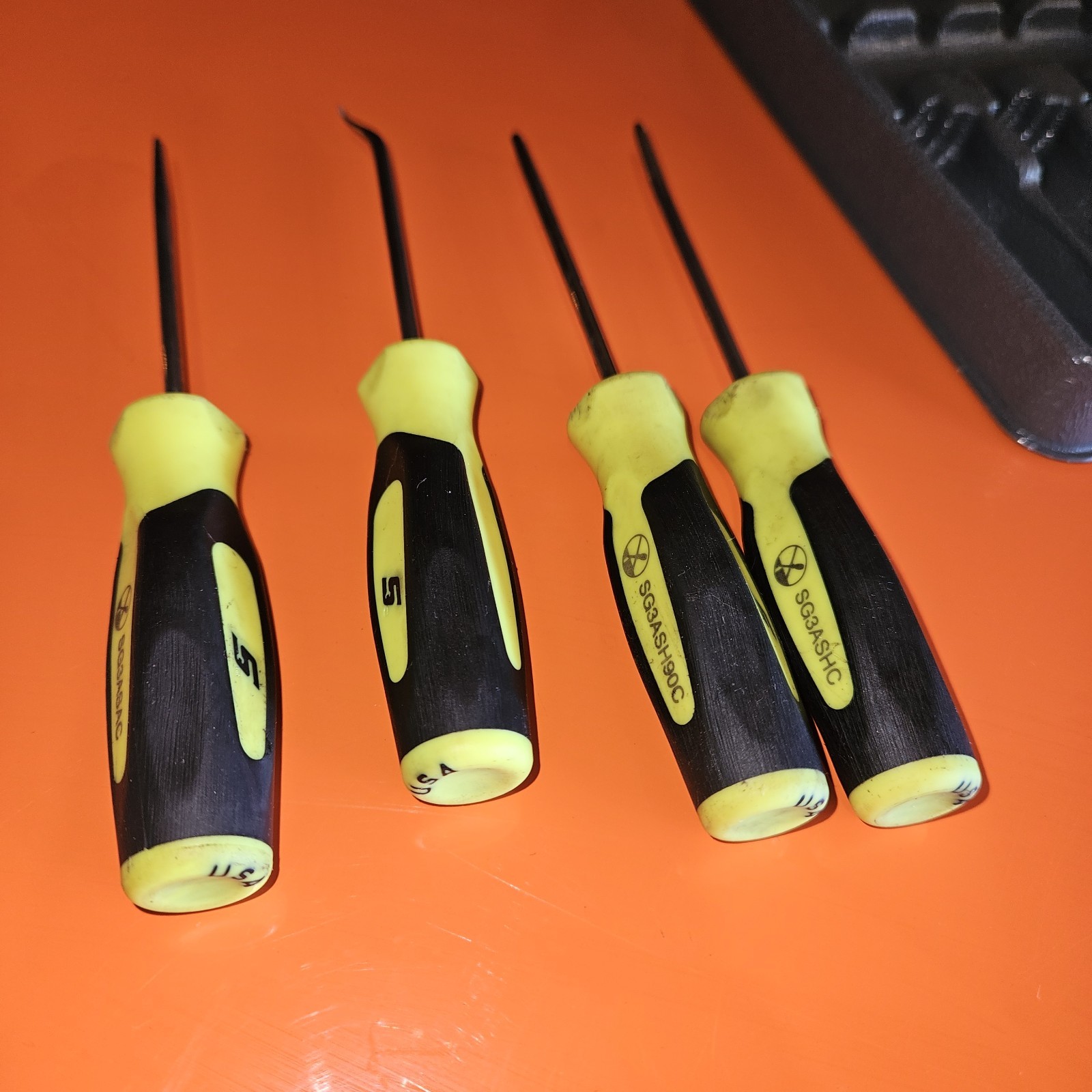 Snap-On 4pc Green Soft Grip Miniature Awl Hook Pick Set SGASA204CG