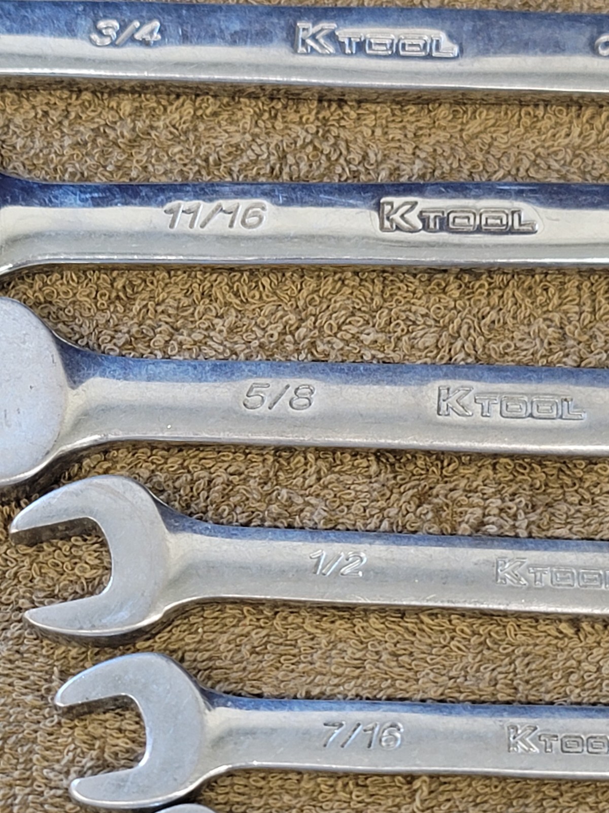 K Tool KTI Sae Combination Wrench Set 1″ 15/16 7/8 13/16 3/4 11/16 1/2 3/8 5/16