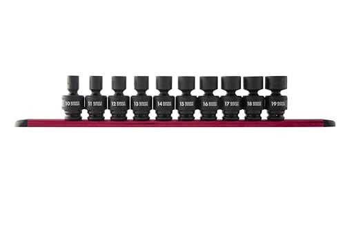 10-Piece 3/8″ Drive Universal Impact Socket Set, Metric 10mm-19mm, Cr-Mo Steel,