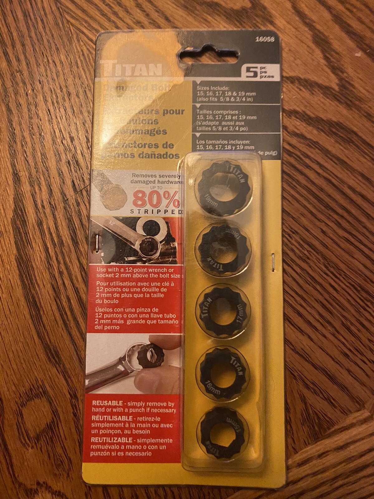 Titan Tools 16058 5-Piece Disposable Damaged Bolt Extractor Ring Set