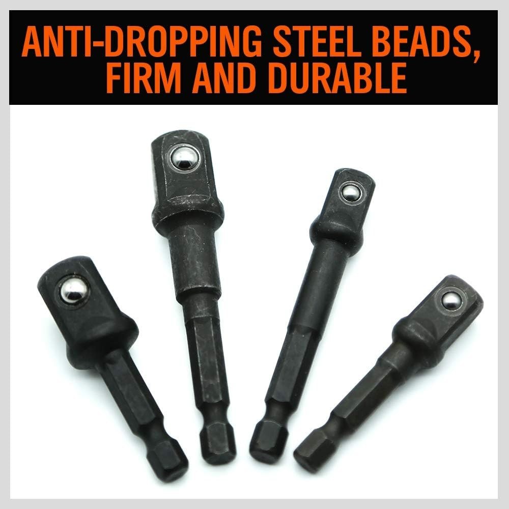 8-Piece Impact Sockets Adapter Sets, Hex Shank 1/4″ 3/8″ 1/2″
