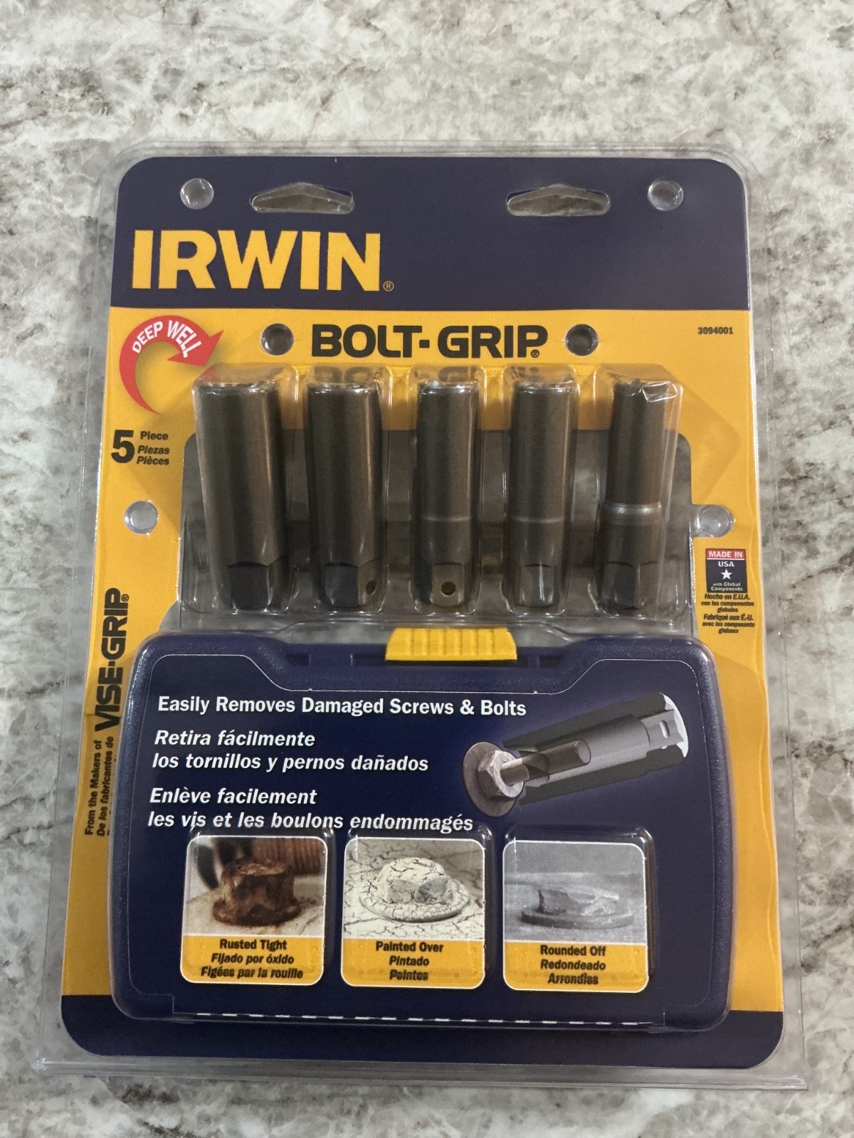 Irwin 3094001 Bolt Grip Damaged Screw and Bolt Deep Well Socket Extractor Set