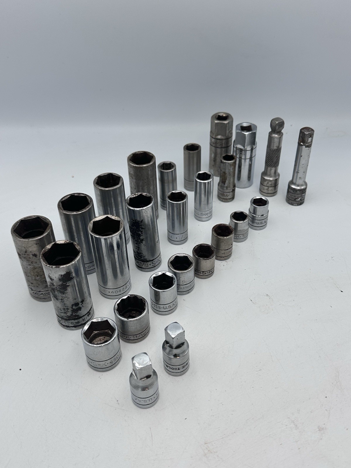 SK Wayne 3/8” Drive Socket Lot – Deep & Shallow Sockets + Extensions Vintage USA