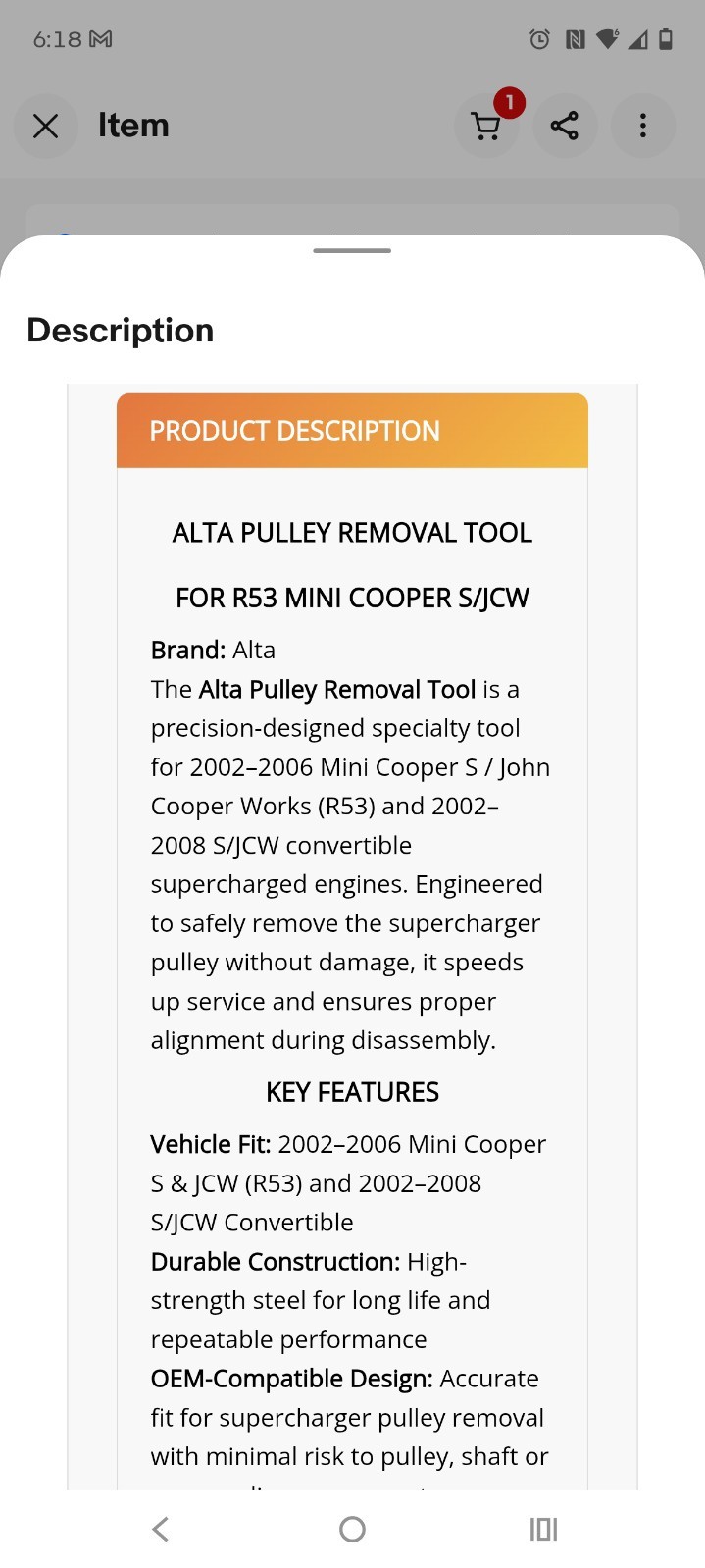 Mini Cooper Supercharger Pulley Removal Tool