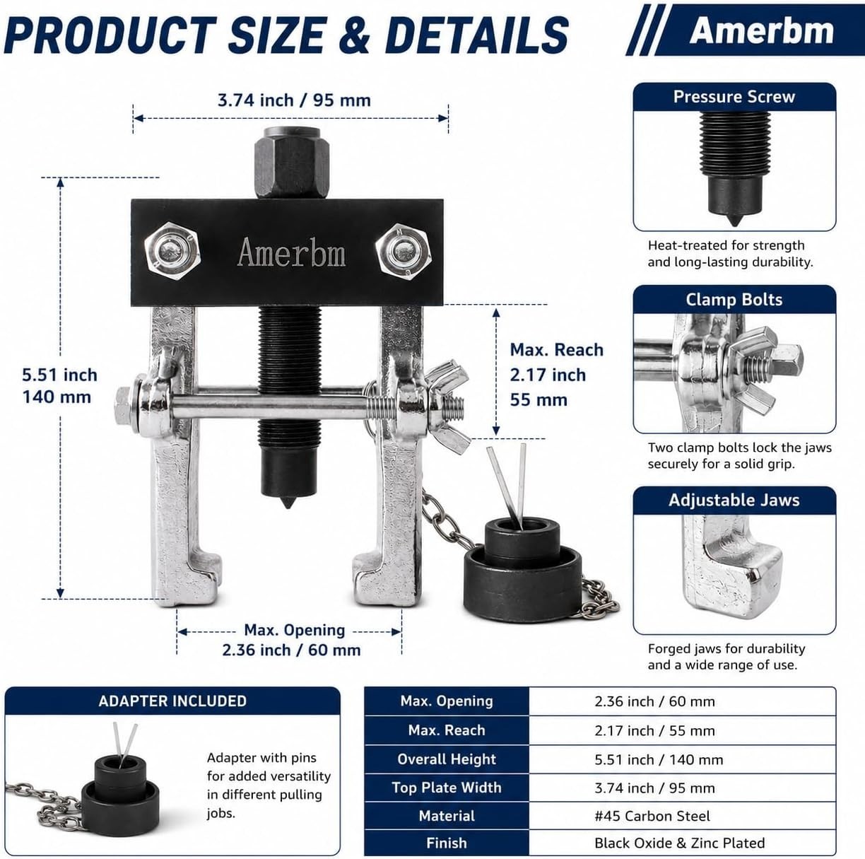 Heavy Duty Adjustable Pitman Arm Puller – OEM-Grade Automotive Repair Tool