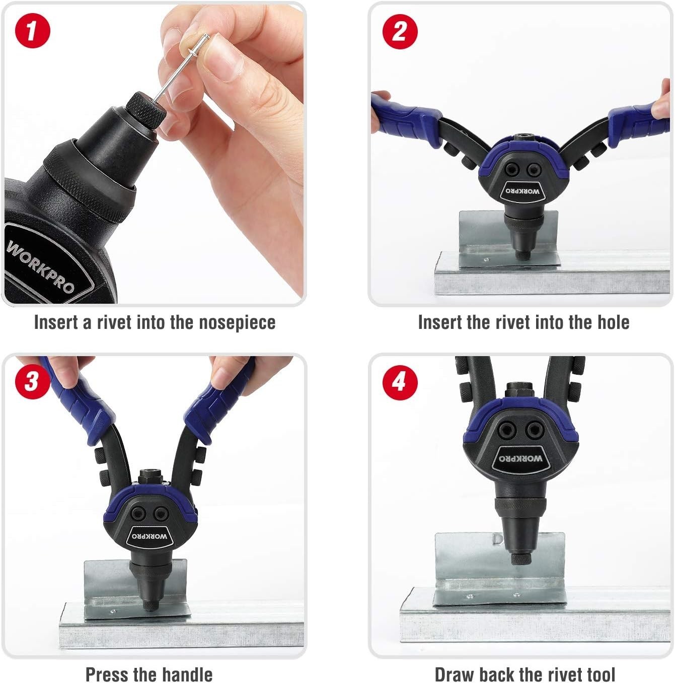 Durable 250 mm Rivet Gun Set with Multiple Nozzles & Labor-Saving Design