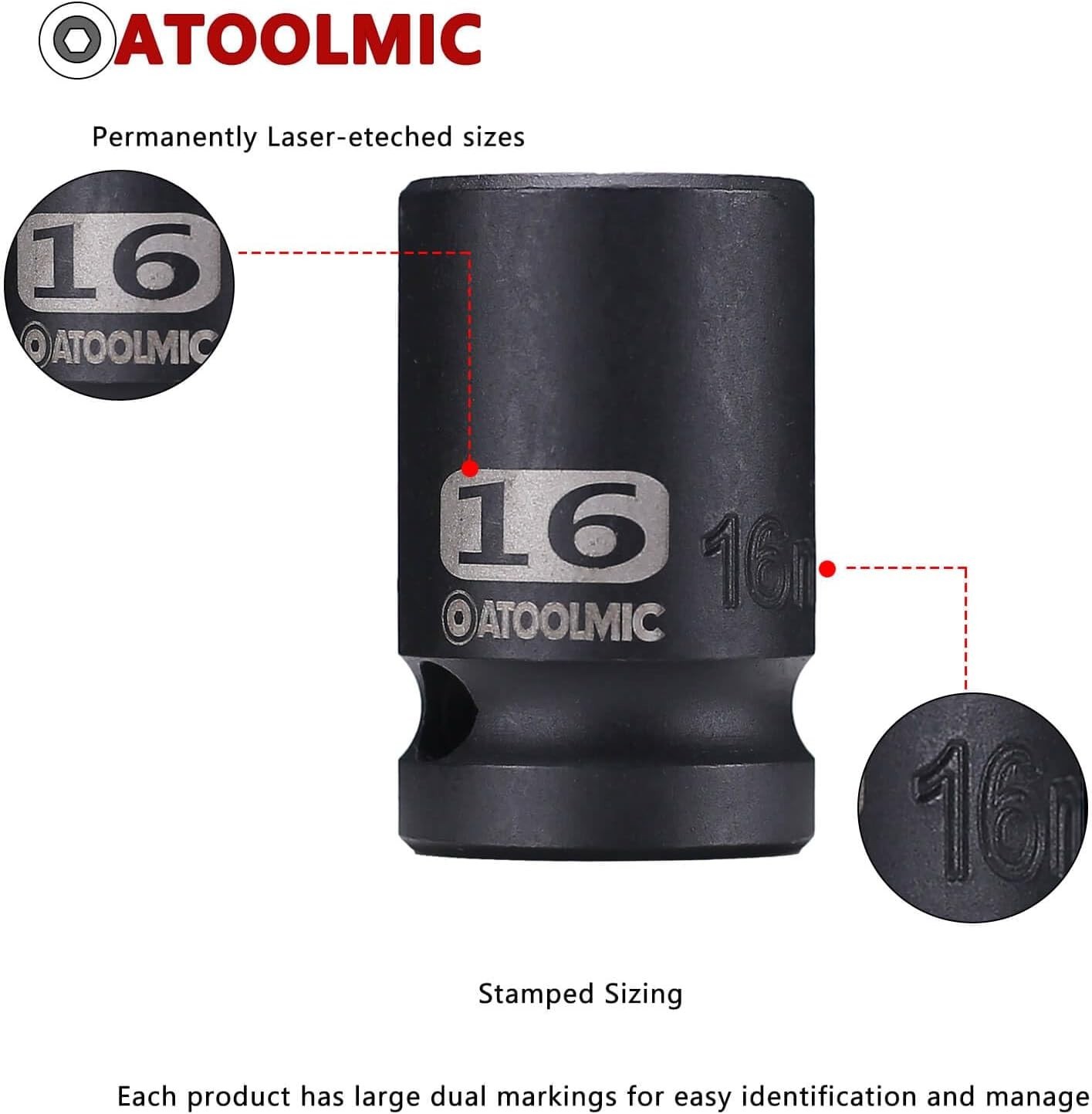 6-Point Shallow Impact Socket 16mm – Chrome Molybdenum Steel with Radius Corners