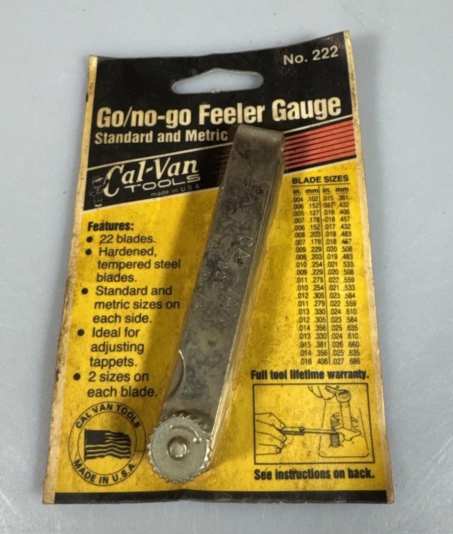 NOS Cal-Van Tools No. 222 Go/No-Go Feeler Gauge — Standard & Metric — USA