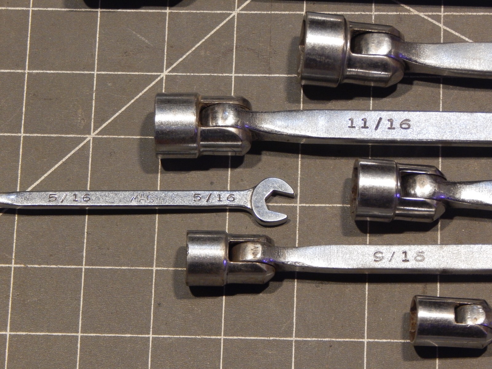 Mac 16Pc MINUS 3/8″ SAE Combination Flex Head Socket End Wrench Set 1/4″ 1 1/4″