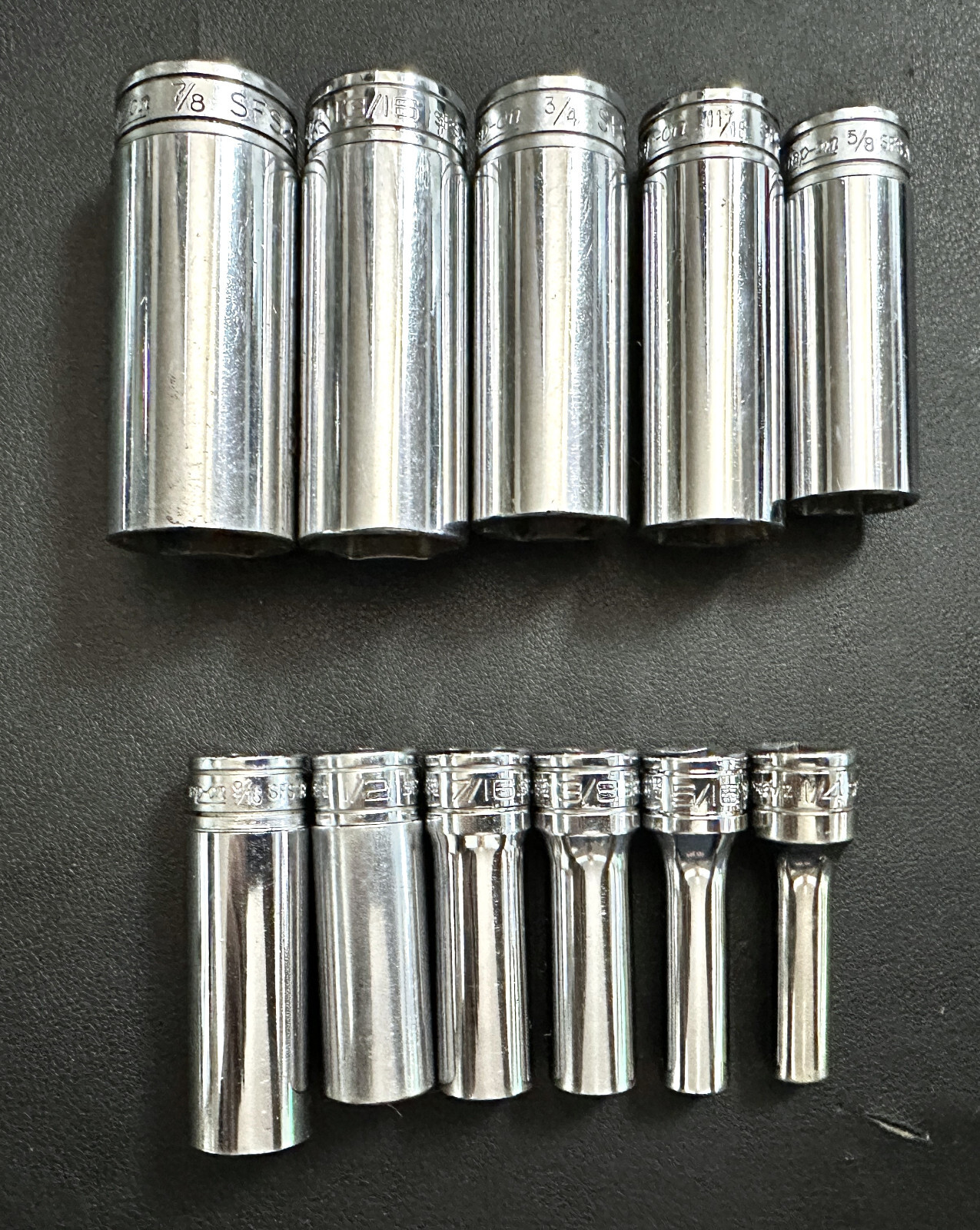 SNAP ON 11-PIECE 3/8″ DRIVE SAE DEEP 6-POINT SOCKET SET (1/4″-7/8″) USA