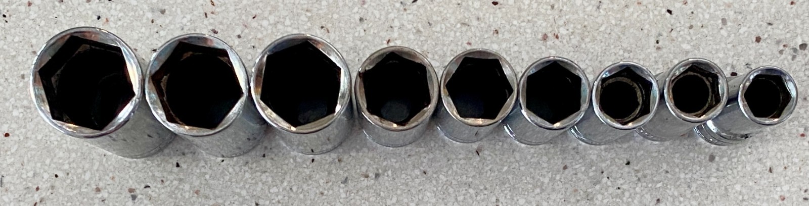 SK Tools USA 6 Point Metric Deep Well Socket Lot 3/8″ Drive 9 Pieces Used